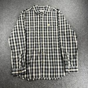 Carhartt Mens XL Relaxed Fit Black White Plaid Button Up Long Sleeve Shirt